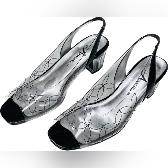 Annie Women’s Black Clear Block Dreas Heels - Picture 1 of 9